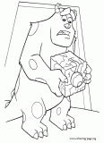 Sulley with a cube of garbage coloring page