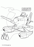 Dusty, a racing plane coloring page