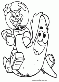 Patrick and Sandy having fun coloring page