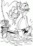 Fishing with Tom and Jerry coloring page