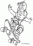 Alvin skateboarding coloring page