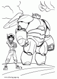 Baymax and Hiro coloring page