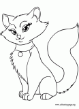 A beautiful kitty wearing a collar coloring page