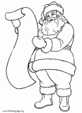 Santa Claus and the list of gifts coloring page