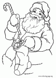 Santa Claus holding gifts coloring page