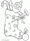 Christmas stocking with gifts coloring page