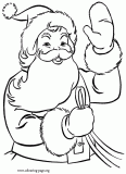 Santa Claus waving to the kids coloring page