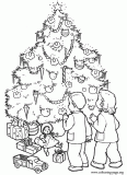 Christmas tree surrounded by gifts coloring page