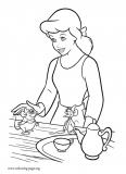 Cinderella, Gus and Jaq coloring page