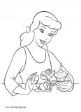 Cinderella and her friend Jaq coloring page