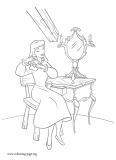 Cinderella brushing her hair coloring page