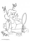 Cinderella and her animal friends coloring page