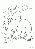 A Triceratops dinosaur protecting herself coloring page