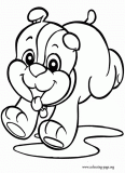 The puppy playing happy coloring page