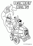 Donkey and Diddy Kong in their vehicle coloring page