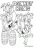 Donkey Kong and Diddy Kong in the jungle coloring page