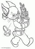 Easter bunny with Easter baskets coloring page