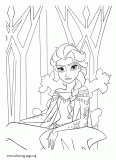 Elsa in the Ice Castle coloring page