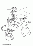 Anna and Olaf coloring page