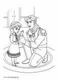 Young Elsa being forced to wear gloves coloring page