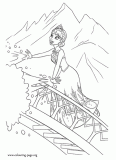Elsa using her ice powers coloring page