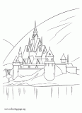 A beautiful castle in Arendelle coloring page