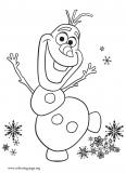 Olaf excited with birthday party coloring page