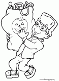 Little boy Frankenstein coloring page