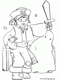 Halloween pirate costume coloring page