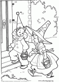 Kids going to Halloween party coloring page