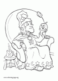 A witch and her pumpkin coloring page