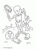 Halloween skeleton coloring page