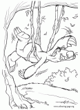 Sid hanging on a tree branch  coloring page