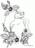 Gloria surrounded by flowers coloring page