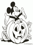 Mickey inside a halloween pumpkin coloring page