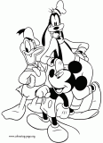 Mickey Mouse, Donald Duck and Goofy coloring page