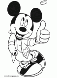 Mickey playing with a coin coloring page