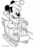 Baby Mickey as Santa Claus  coloring page