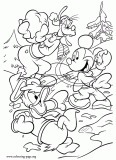 Mickey, Donald Duck and Goofy having fun coloring page