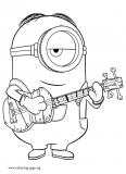 Stuart playing guitar coloring page
