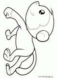 A little monkey walking on his legs coloring page