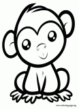 A cute baby monkey sitting coloring page