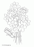 Smiling flowers for Mother's Day coloring page