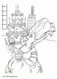 Marie Antoinette eating cake coloring page
