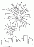 New Year's fireworks coloring page