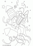 New Year's rockets coloring page