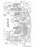 Happy New Year - 2014 coloring page
