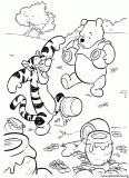 Winnie the Pooh and Tigger packing Honey coloring page