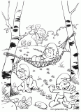 Smurfs having fun coloring page