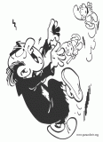 Gargamel chasing the Smurfs coloring page